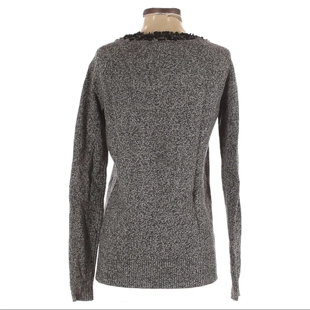 J Crew 100% Lambs Wool Sequin Gray Soft Pullover Sweater Size S